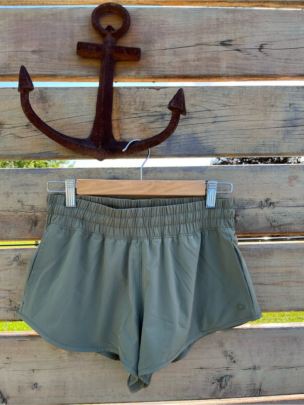 Aerie Olive Green Elastic-Waist “Offline” Athletic Shorts